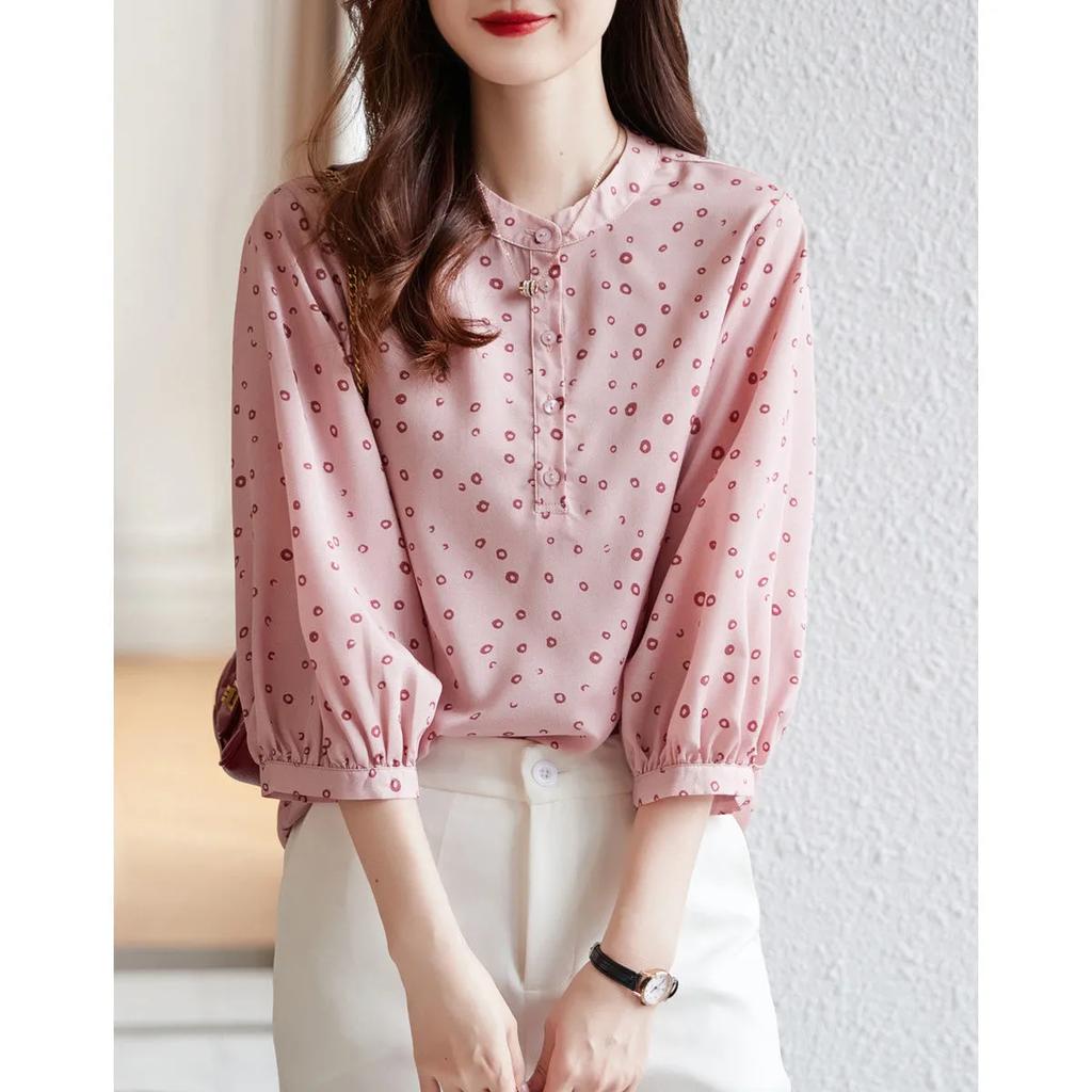 Women Spring Summer Half Sleeve Casual Tops Lady Polka Dot Printed Tops