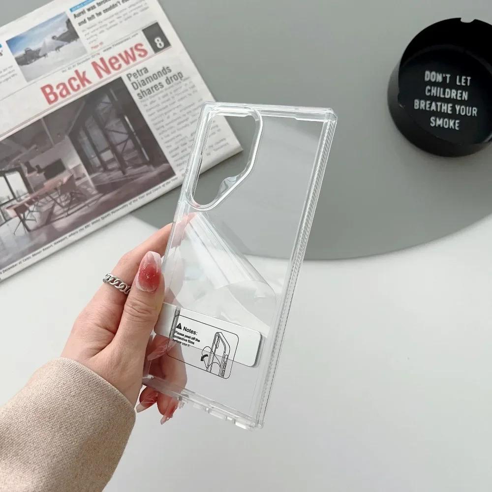 Transparente Unsichtbare Halterung Handyhülle für Samsung Galaxy S25 S24 Ultra S25 S24 S23 Plus S25 + Halter Schutzhülle Klar