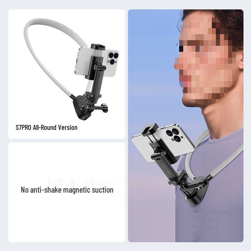 Magnetic Anti-Shake Neck-Mounted Vlog Stabilizer for Smartphone Cameras