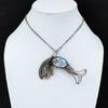 Blue Scheelite Pendant Copper Wire Wrapped Pendant Handmade Gemstone Pendant Copper Jewelry Awesome Fish Pendant Wire Wrap Jewelry For Gift