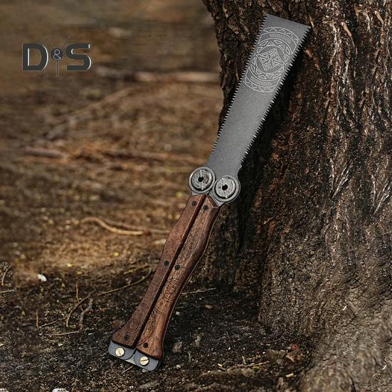 Folding Hand Saw with Wooden Handle Sharp Blade Double-Sided Teeth Compact Design Mini Saw Woodworking Tool