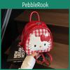 Mini Cartoon Backpack For Women Pu Material Streetwear Casual Daily Use With Grid Print And Embroidery Design