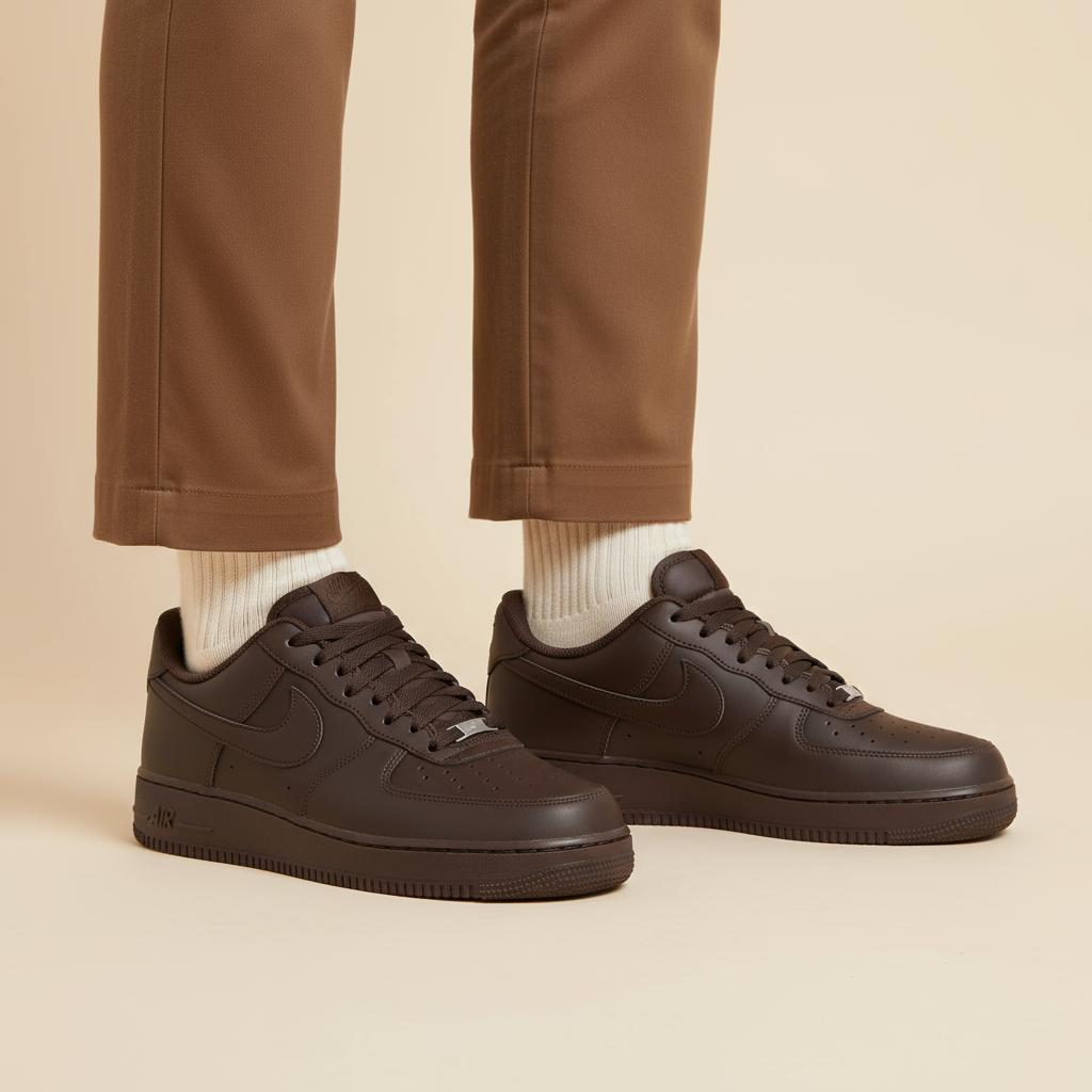 Nike Baskets Air Force 1 Low Marron Velours Homme IH1698-200