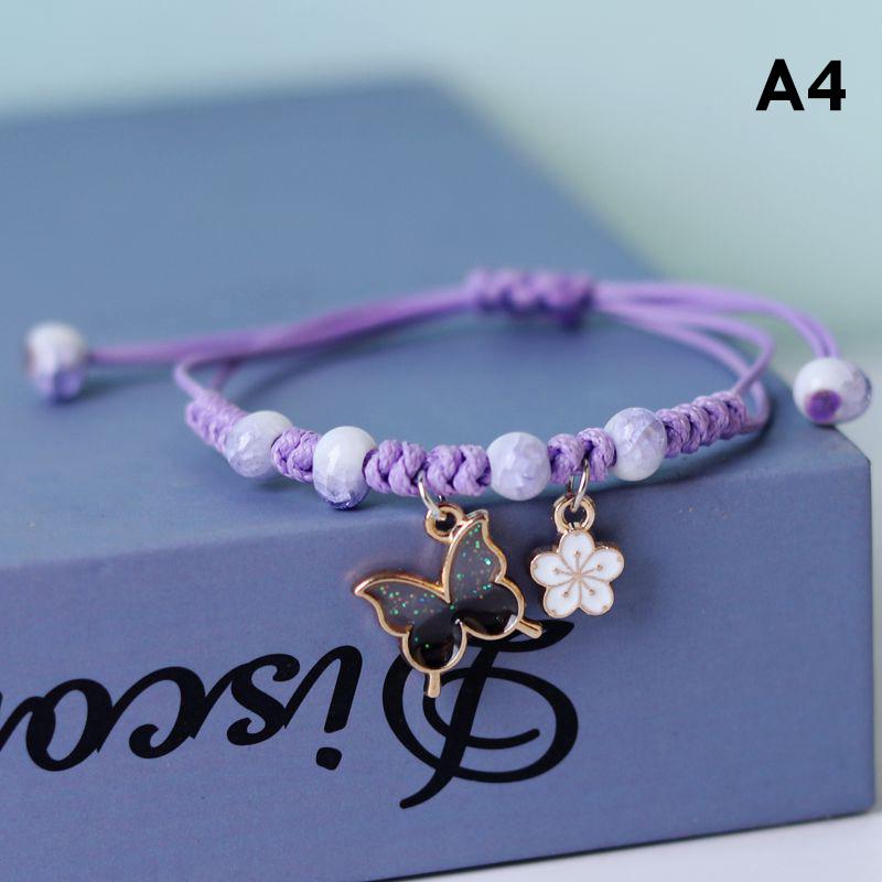 

Браслет-бабочка Классический Фиолетовый Розовый Плетеная Веревка Цепочка Ручной Работы чёрный