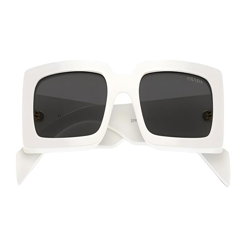 Prada Temple Logo Acetate Acetyl Rectangular Sunglasses Unisex Couple Style White white 52