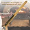 Stainless Wire Pizza Stone Cleaning Brush with Scraper, Barbecue Grill Cleaning Tool with Wood Handle, Pizza Oven Brush
