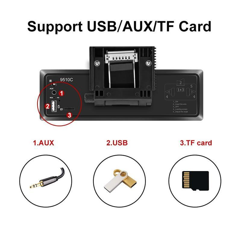 1 Din 9.5 Inch Vertical Touch Screen Car MP5 Player Carplay Android Auto Mirror Link DVR Rear View SWC Bluetooth FM TF/USB