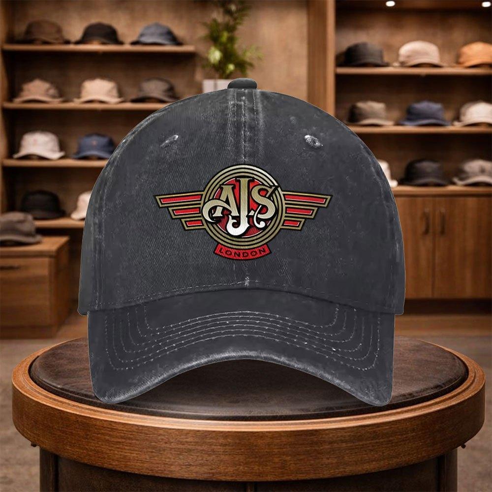 A UnisexS AJS Vintage Wing Baseball Cap Adjustable And Stylish for Outdoor Use Featuring an Urban Design This Lightweight And F