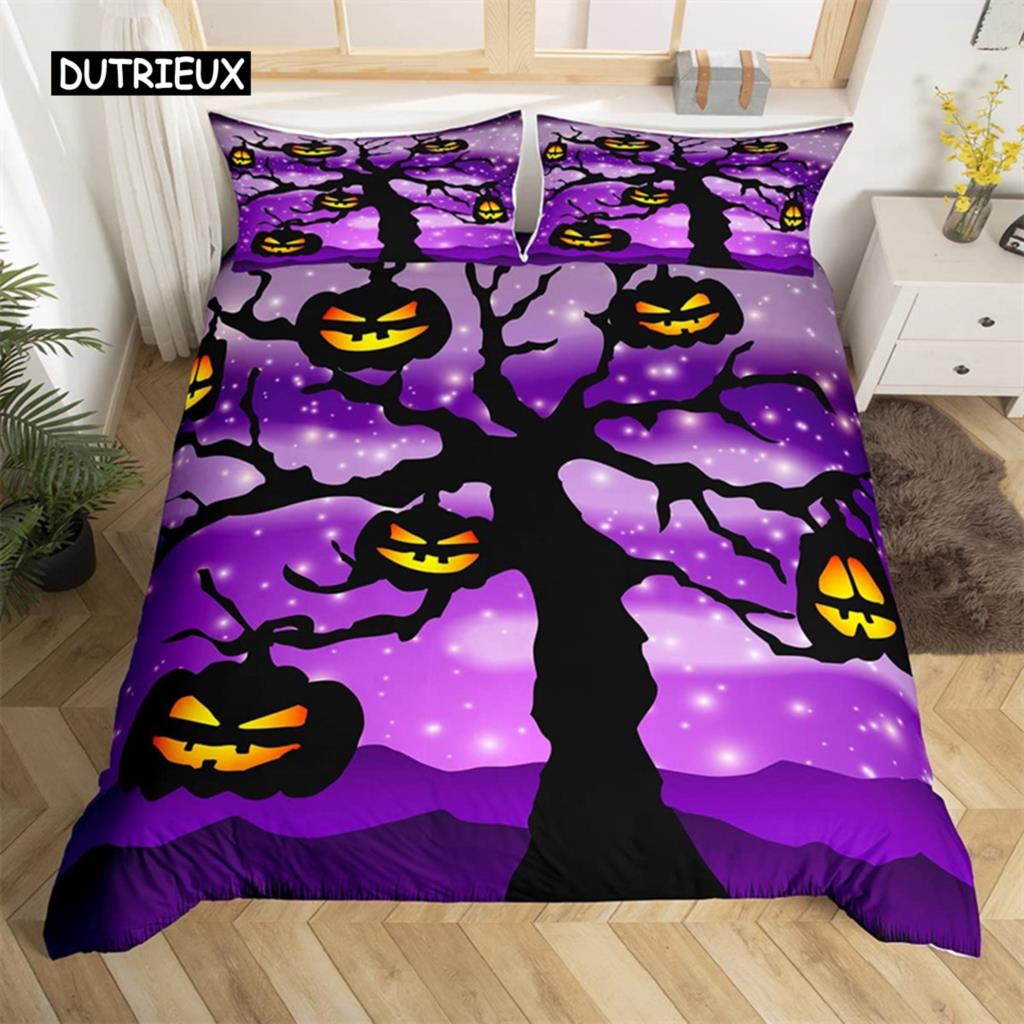 Happy Halloween Duvet Cover King Pumpkin Lantern Camping Car Bedding Set For Kids Boys Girl Bedroom Cartoon Festival Quilt Cover