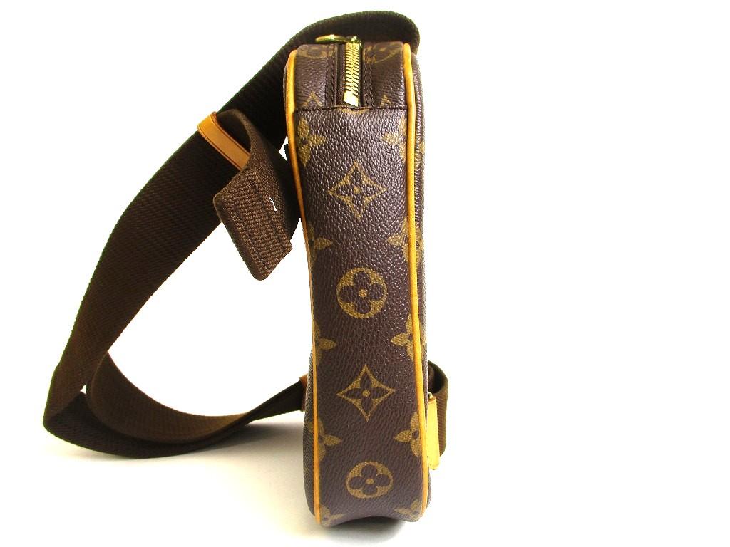 Autentická LOUIS VUITTON Monogram Hnědá Kožená Ledvinka Pásková Taška Gange #b049 Renovováno prodejcem