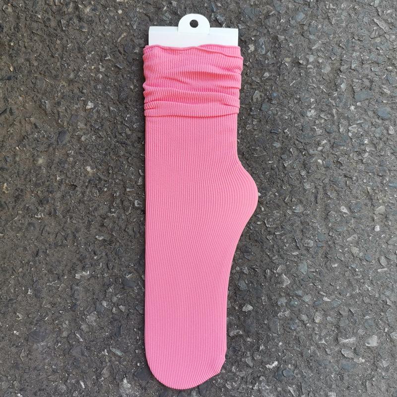 Women's Summer Thin Allpurpose Solid Color Retro Vertical Stripe In The Long Tube Pile Socks
