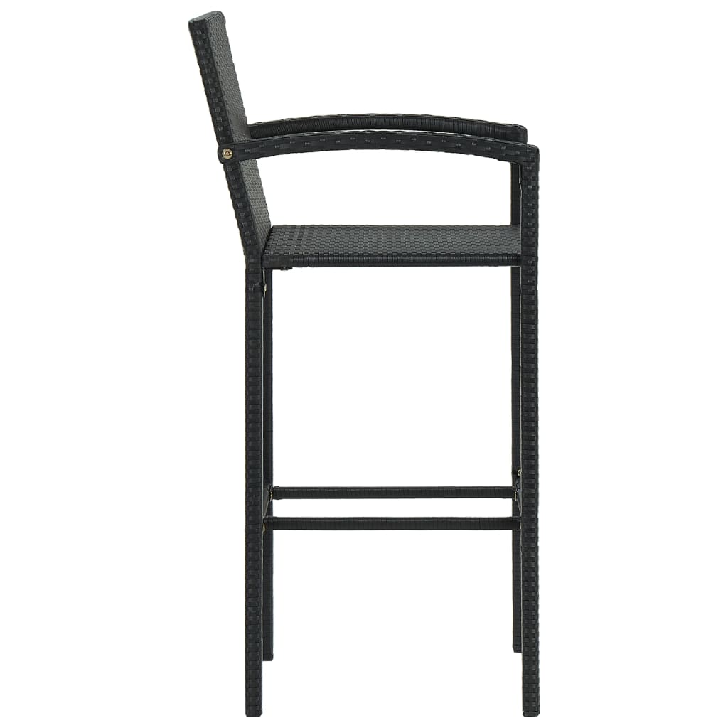 Bar Stool Set 4 Pieces Black Poly Rattan