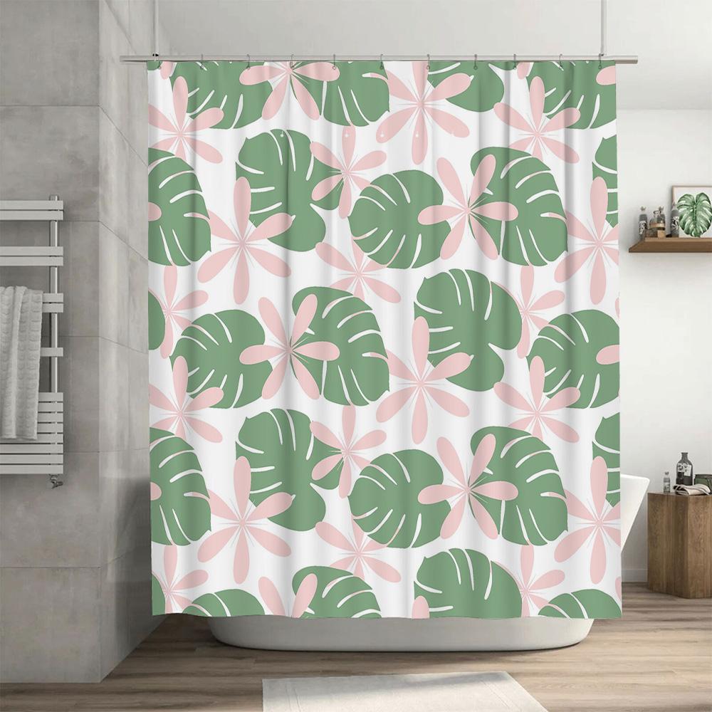 Grüner Monstera Duschvorhang Wasserdicht Dekorative Badezimmerdekoration Für Kinderbadezimmer