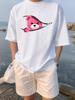 Secretly Watching Your Pink Bear Prints TShirts Womens Summer Cotton Short Sleeve ONeck Comfortable Loose Tops Casual Clothes