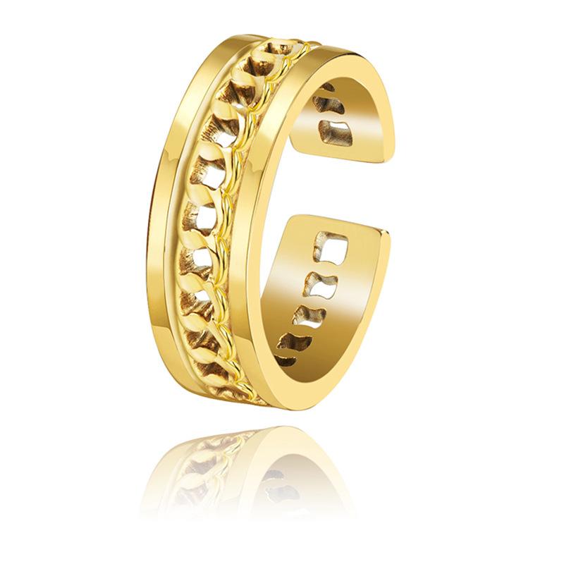 Ανοιχτό Ρυθμιζόμενο Δαχτυλίδι Τιτάνιο Ατσάλι Επικαλυμμένο με Αληθινό Χρυσό Δεν Ξεθωριάζει Μόδα Ευέλικτο Ελαφριά Πολυτέλεια Δαχτυλίδι από Ανοξείδωτο Ατσάλι
