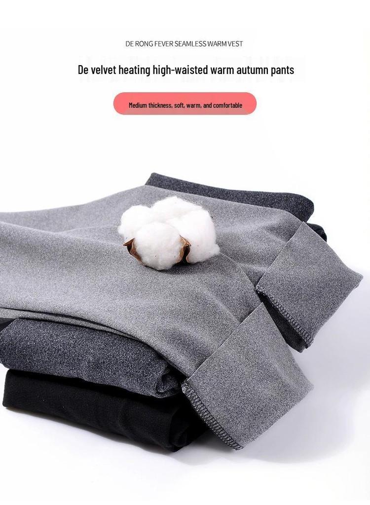 Plus Size High-Waisted Women's Pants - Warm Fleece Base Layer for Autumn and Spring
