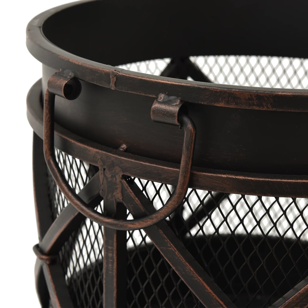 Rustic Fire Pit with Poker Ø42x54 Cm Steel