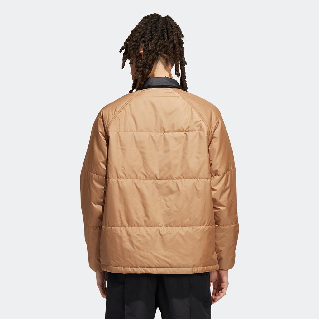 Adidas Originals Ins Coach Jacket Solid Color Zipper Closure Lapel Long Sleeve Cotton Coat Unisex Jacket Beige HK9896