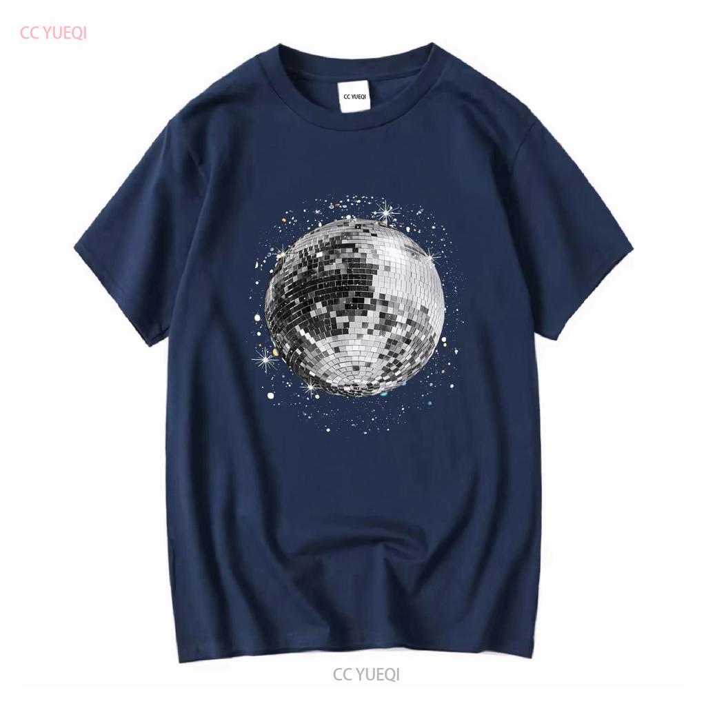 Black and White Disco Ball Club Retro T Shirt  vintage Washed homme Soft streetwear designer clothes Versatile Breathable