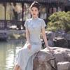 Blue retro jacquard cheongsam 1011 new spring and summer improved new Chinese high-end sense daily wear dress women