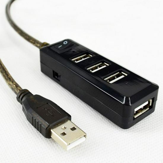 USB 2.0 Verlängerungskabel mit 4-Port-Hub und Chip, Stecker auf Buchse, Reines Kupfer, Erhältlich in 3m, 5m und 10m Länge