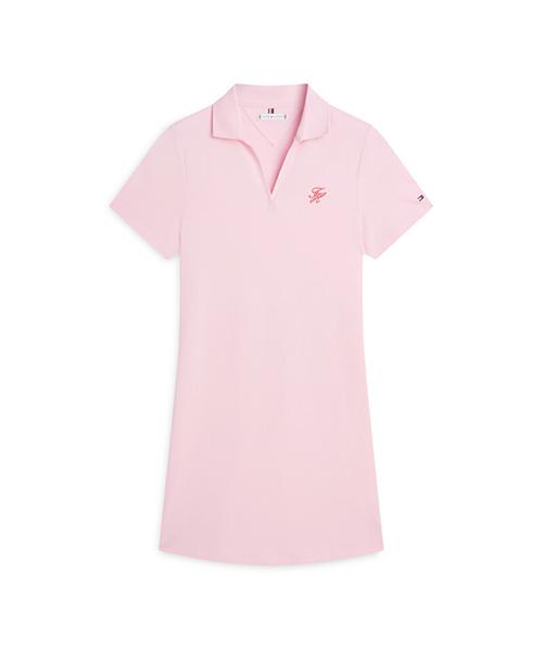 TOMMY HILFIGER Script Open Neck Polo Dress (T22G3Tdr090Wt1Tol)