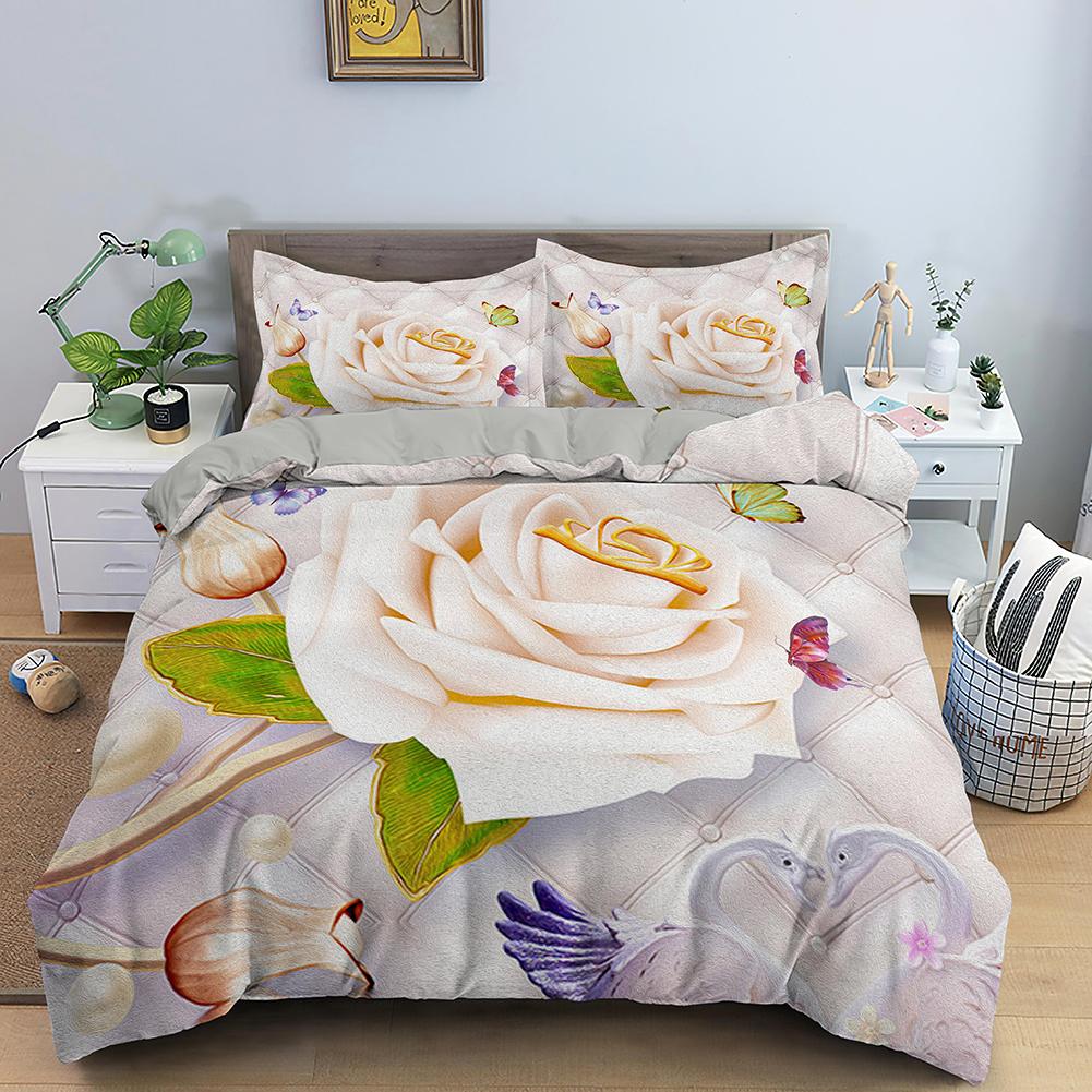 3D Nature Landscape King Queen Duvet Cover Flowers Green Leaves Bedding Set Shimen View Quilt Cover Polyester Comforter Cover