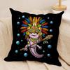 Cute Axolotl Cushion Cover Silky Short Plush Double-Sided Printed Pillow Case for Sofa All Seasons Home Decor Gift