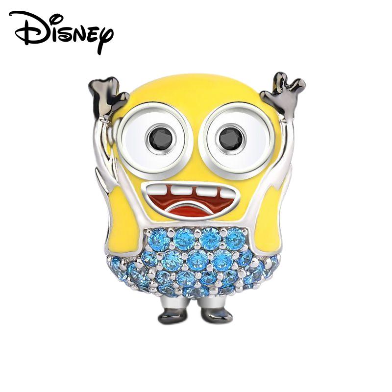 Disney 925 Silver Mickey and Flower Fairy Pendant Beads Suitable for Girls To DIY Original Bracelets Fashion Gifts