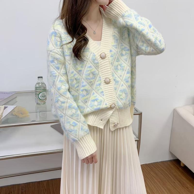 Gentle Velvet Niche V-neck Sweater for Women Cardigan Korean Loose Knitwear 2023 Spring and Autumn Long Sleeve Sweater Cardigan
