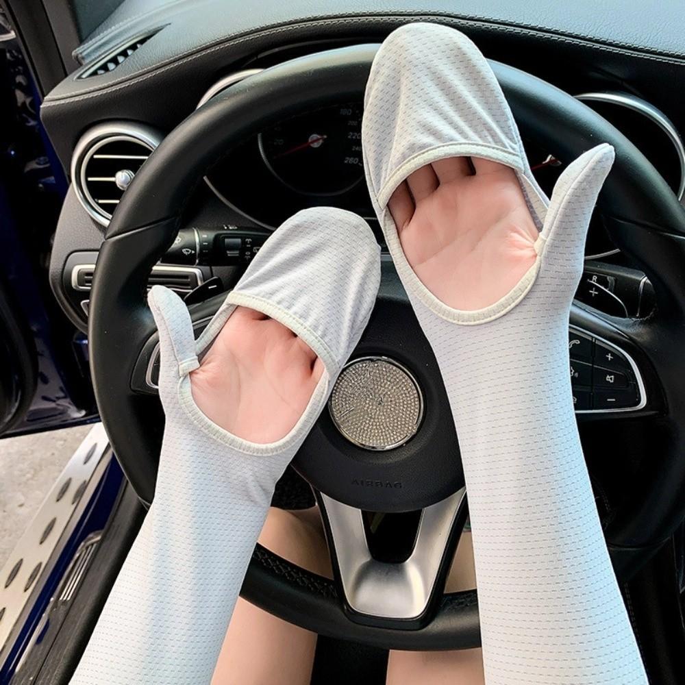

Thin Long Ice Silk Sleeves Elastic Cycling Gloves Sun Protection Sunscreen Arm Covers Women серый