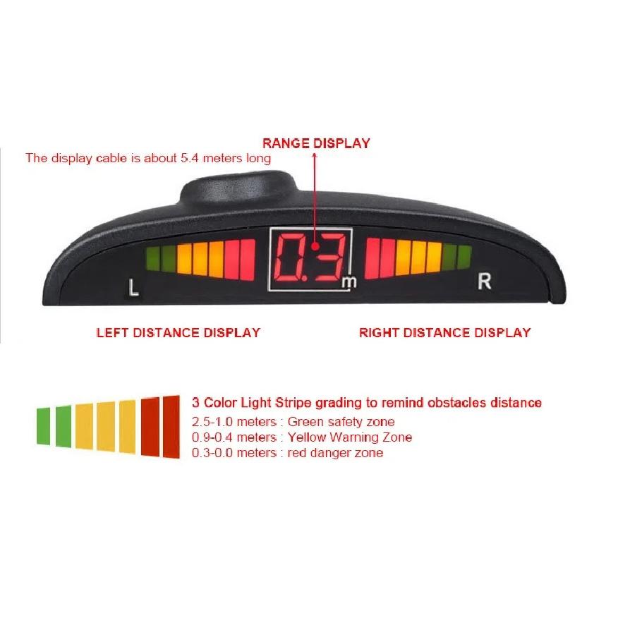 Wireless Car Parking Sensor Car Parktronic LED With 4 Sensors Reverse Backup Car Parking Radar Monitor Detector System 22MM
