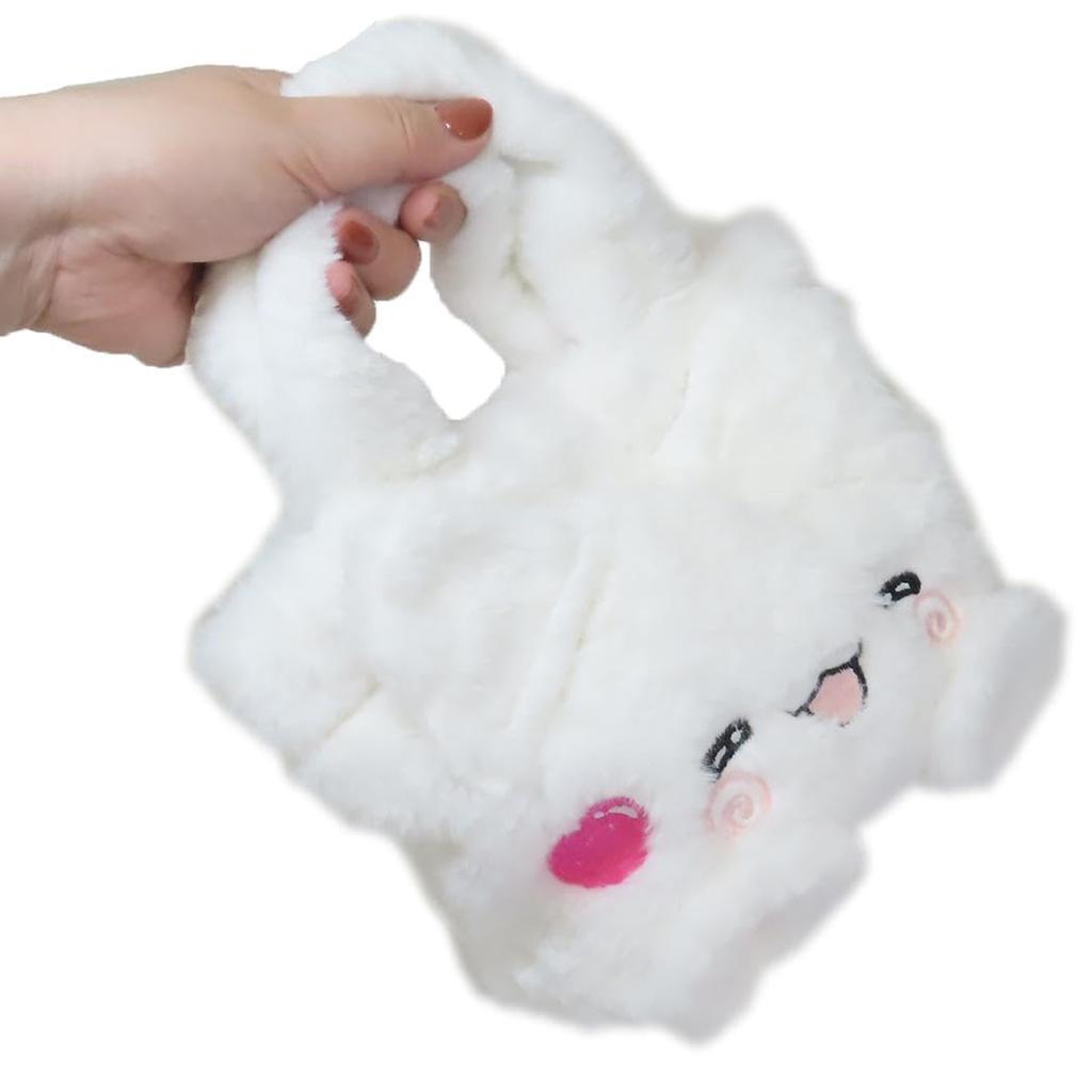 K Company Hanamaru Ghost Fluffy Mini Tote Bag, Hanamaru/Heart, HO-FMT-HH