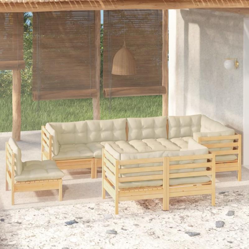 Day and Night - Day and Night Garden Furniture 8 Pieces and Cushions Solid Cream Pine Wood