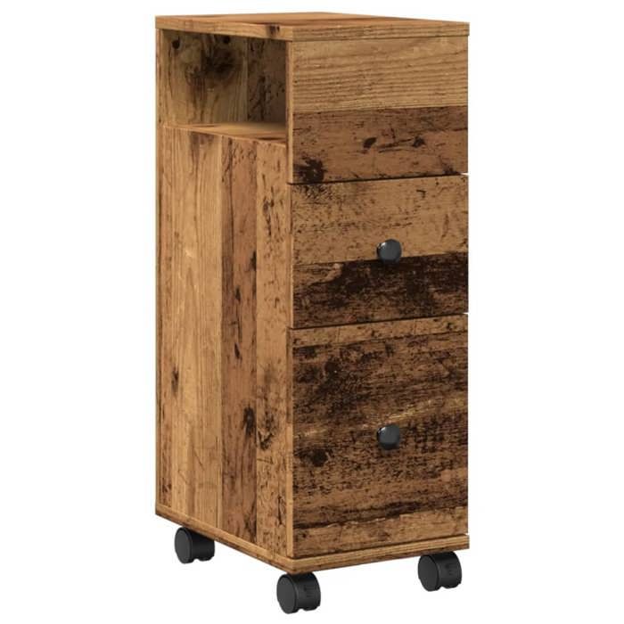 VidaXL Meuble étroit de salle de bain à roulettes vieux bois, rangement de salle de bain étroite, rangement de salle de bain 855239
