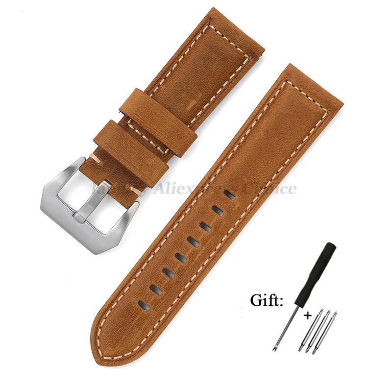 Genuine Leather Watch Band for Panerai High Quality Cowhide Crazy Horse Strap Men Sport Bracelet Watchband 20mm 22mm 24mm 26mm