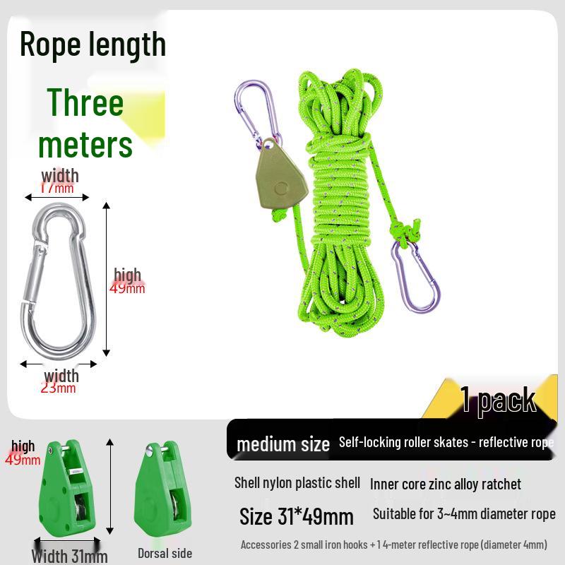 Adjustable Reflective Windproof Camping Tent Rope Pulley System