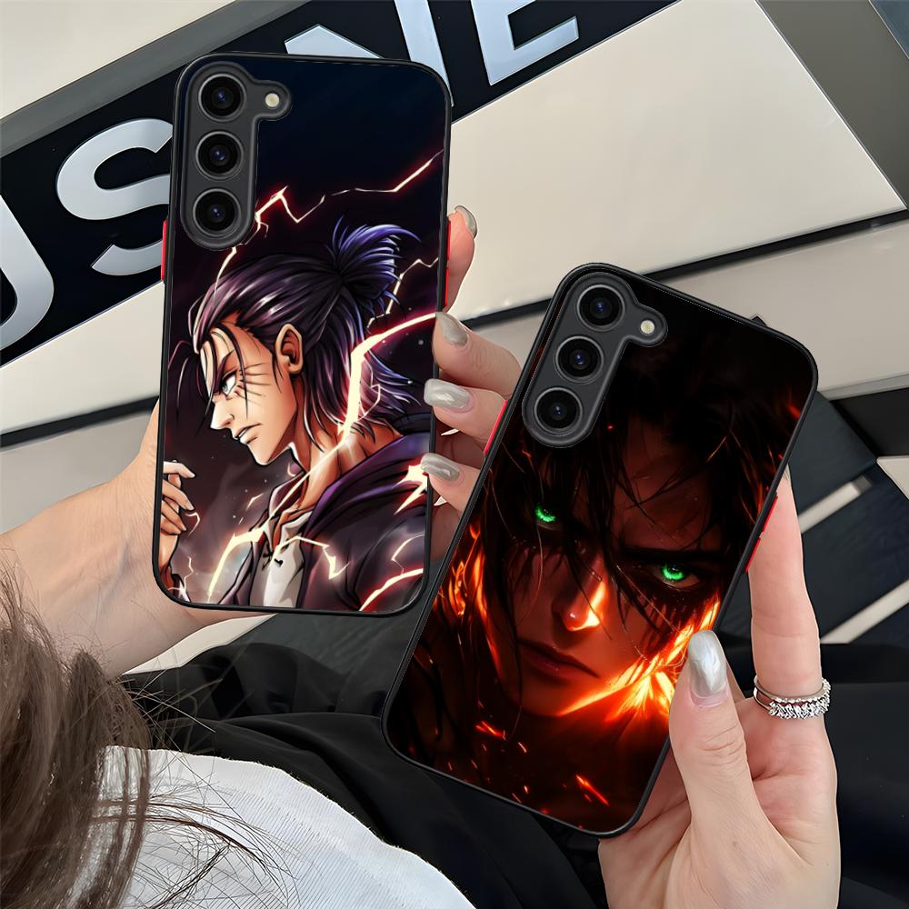 AOT Eren Yeager Silicone Mobile Phone Case for Samsung Galaxy S26 S25 S24 S23 S22 S21 Plus FE Ultra Colorful Cover