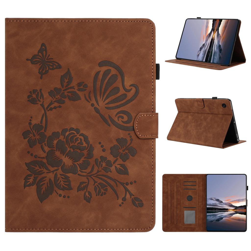 For Samsung Galaxy Tab A11/A9 Case Card Holder Stand Butterfly Floral Imprinted Leather Tablet Cover
