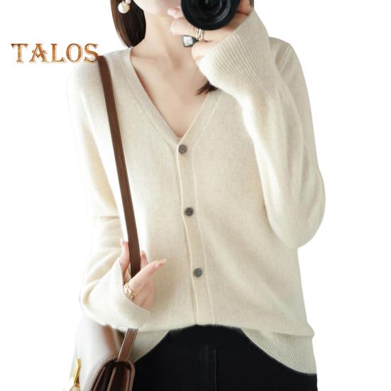 

Женский вязаный свитер с V-образным вырезом, длинным рукавом, на пуговицах, свитер, кардиган, однотонный, свободный крой, вязаное крючком текстурное пальто S белый