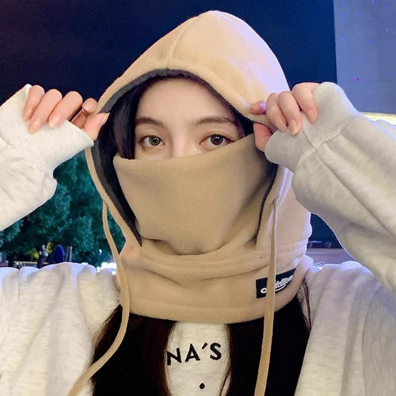 Warm Hats, Men's and Women's Autumn and Winter Outdoor Velvet Windproof Ear Protection Mask, Hat and Scarf Integrated Cycling Cold Protection Artifact