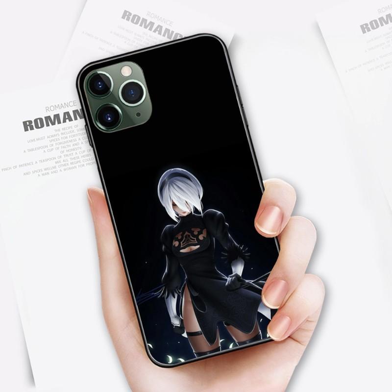 Cute Girl Nier Automata Phone Case For IPhone 14 13 12 11 XS X 8 7 6 Plus Mini Pro Max SE 2022 Soft Black Phone Cover