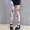 Sommerliche Ultra-Dünne Strümpfe im Japanischen Stil - Zarte Windrose Blumen Feenweiß Strumpfhose mit Blumendesign