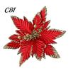Velvet Poinsettia Decorations Artificial Flowers, Handmade Bead Cluster Christmas with Gold Glitter Fabric Decorative Flower Picks Petals, Reusable