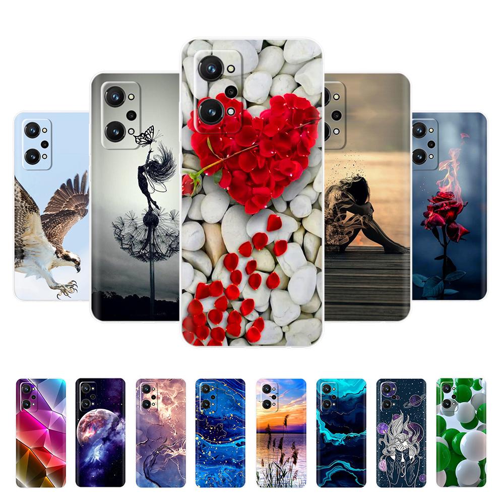 Skirta Realme GT Neo2 dėklas GT Neo 3T Gėlių raštas Minkštas silikonas Skaidrus dangtelis Fundas Skirta OPPO RealmeGT Neo3 Neo 2 5G T telefono dėklai