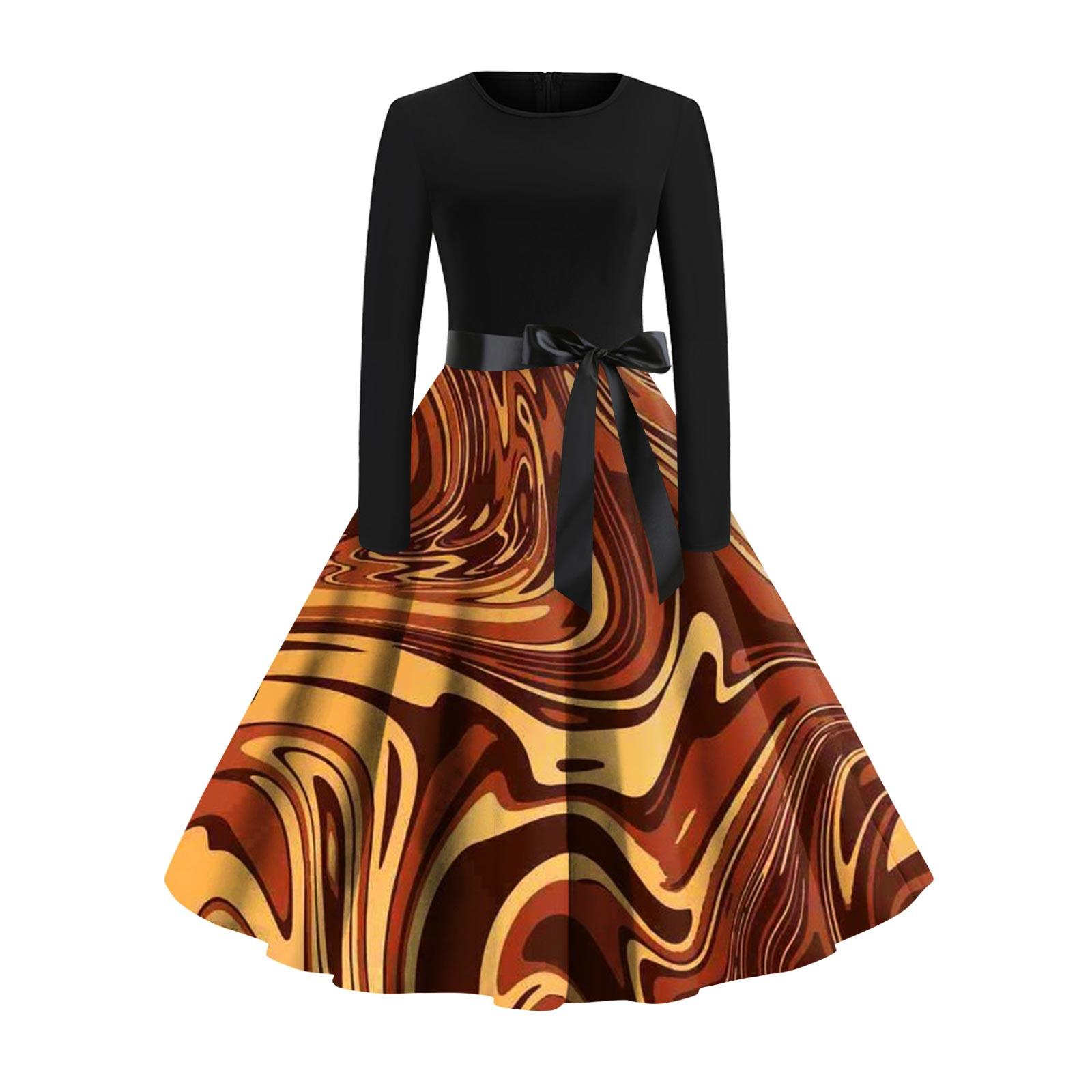 Женское расклешенное платье с принтом для женщин — фото 10