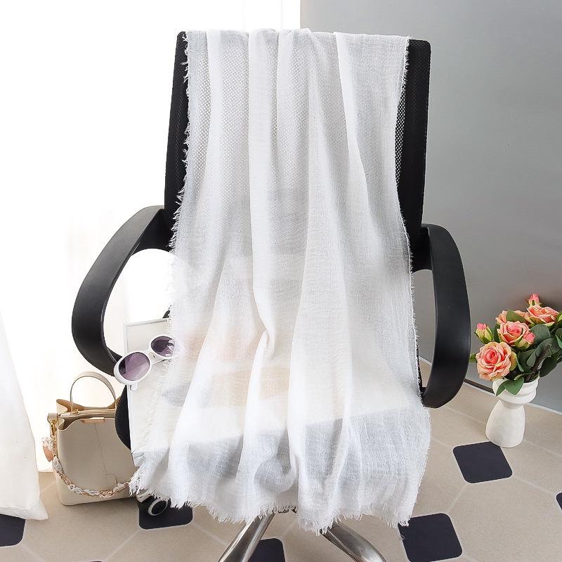 Sciarpa grande da donna in cotone e lino di colore puro: Foulard musulmano primaverile/estivo, telo mare, scialle con protezione solare