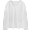 Pure Desire High-End Slim Fit White V-Neck Long-Sleeve T-Shirt