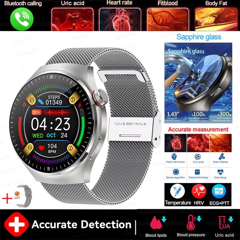 2025 Nuovo Orologio Smart Grado Infermieristico Sanitario Uomo Tracker Lipidi nel Sangue Acido Urico ECG+PPG Orologio Chiamata Bluetooth Smartwatch Per Xiaomi