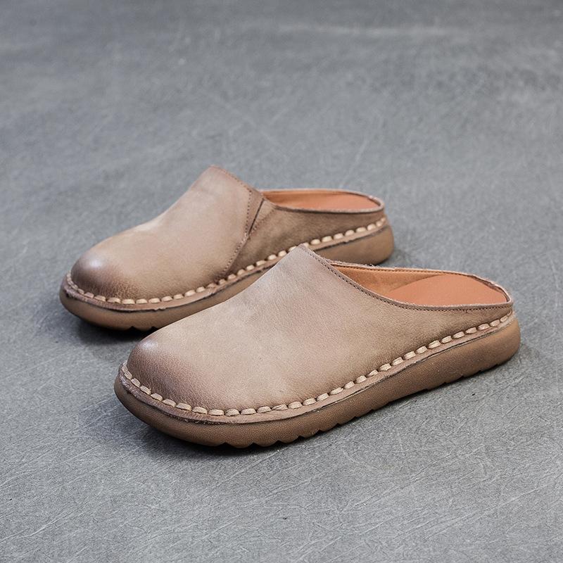 2026 Frühjahr Sommer Süßigkeitenfarbe Sandalen Echtes Leder Bequeme Muleschuhe für Damen
